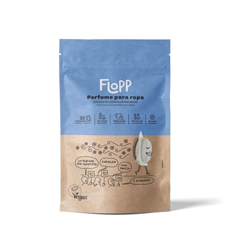 Flopp - Perfume para Ropa 32 Cápsulas | con Aceites Esenciales Naturales | Fragancia Duradera | para Todos los Tejidos | Perfume Concentrado | Extra de Frescura | Intensidad y Durabilidad