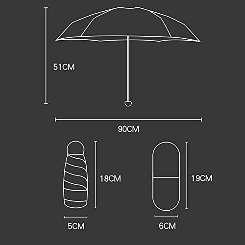 Image of Small 5 Folding Compact Pocket Size Umbrella With Cute Capsule Case - Heavy Quality Foldable