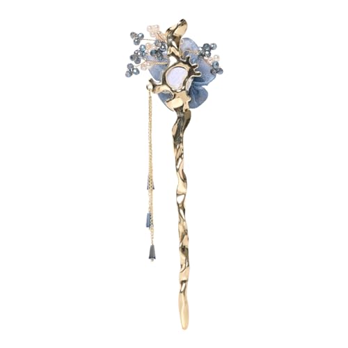 Image of 1 Pcs Chinese Hair Sticks Vintage Hairpin Handmade Flower Hair Chopsticks With Tassel Chinese Hair Pins Hair Stick For Long Hair 15Cm (Golden)