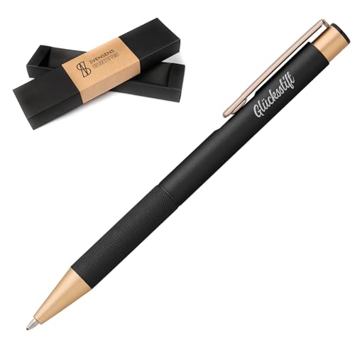Freudestifterei Glücksstift Metall Kugelschreiber mit Gravur in Geschenk-Box | Kuli Stift...