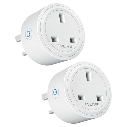 Smart Plug, TVLIVE 2 Pack Smart Plugs that Work with Alexa (Echo, Echo Dot), Google Home Voice Control, Energy Monitoring, Remote Control, Timer & Schedule, smart wifi plug socket UK, No Hub Required