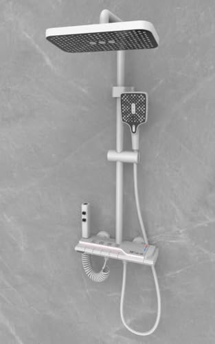Image of RUVEL Shower Set - Floo with Hydropowered LED Light, Digital Display & 4 Water Functions (Milky White)