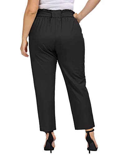 Hanna Nikole Women's Casual Pencil Trousers Waist Self-Tie Belted Pants with Pockets4