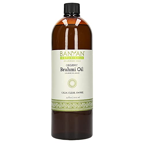 Banyan Botanicals Brahmi Oil With Sesame Base - Usda Certified Organic - Ayurvedic Skin & Hair Oil With Gotu Kola & Bacopa - Calms The Mind #TOP21