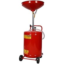 18 Gallon Waste Oil Drain Tank, Portable Oil Drain Container, Air Operated Drainer for Oil Change, Fluid Fuel Transfer Drainage with Adjustable Funnel Height & Wheel for Easy Oil Removal