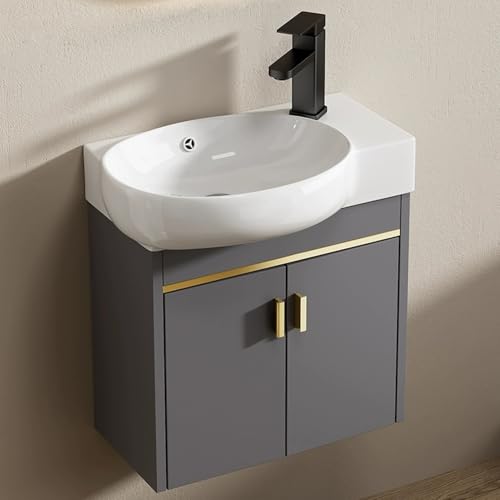 YUGXTH Lavabo sobre Encimera, Fregadero de Recipiente de Montaje En Pared, Gabinetes de Lavabo para Baño, Lavabo con Lavabo, Juego de Gabinetes de Montaje en Pared para Espacios Pequeños(65cm/25.6in)