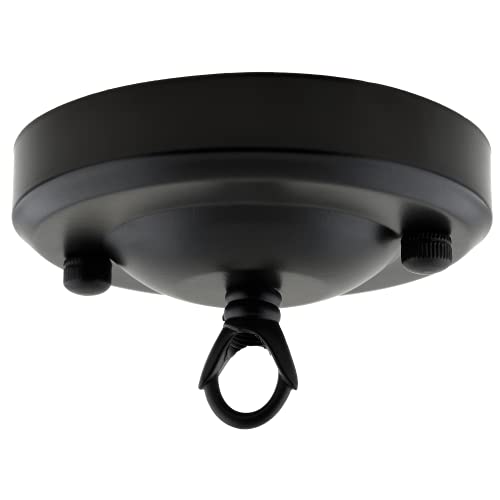 Art Deco Emporium Vintage Period Styled Complete Metal Ceiling Rose with Chain Loop (Fully Earthed) in Black Finish