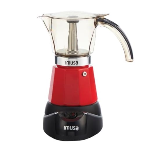 IMUSA 6 or 3 Cup Electric Espresso Coffee Maker with Cool-touch Handle, Red