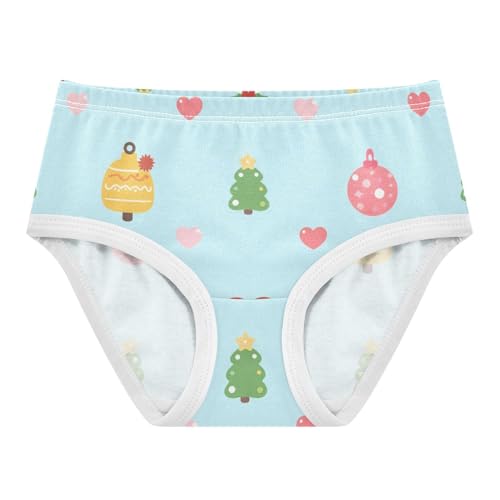 Bragas para niñas, ropa interior orgánica para niñas, patrón de adornos de Navidad, Con color, 6-8 años
