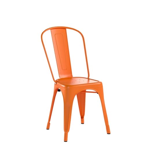 Image of Furmax Metal Dining Chair Indoor Outdoor Use Stackable Classic Trattoria Chair Chic Dining Bistro Cafe Side Metal Chairs Set of 4 (Orange)