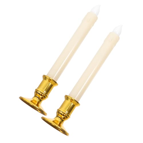 Velas LED sin llama decorativas beige con diseño realista de dos piezas a pilas