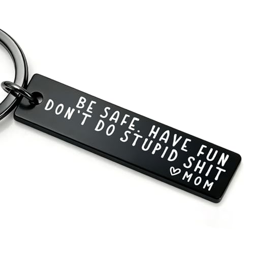 jeecalart Drive Safe Keychain Funny Engraved Keychain for Son Daughter New Driver Gift from Mom Teen Driver First Car Gift Driver License Graduation Birthday Car Keychain
