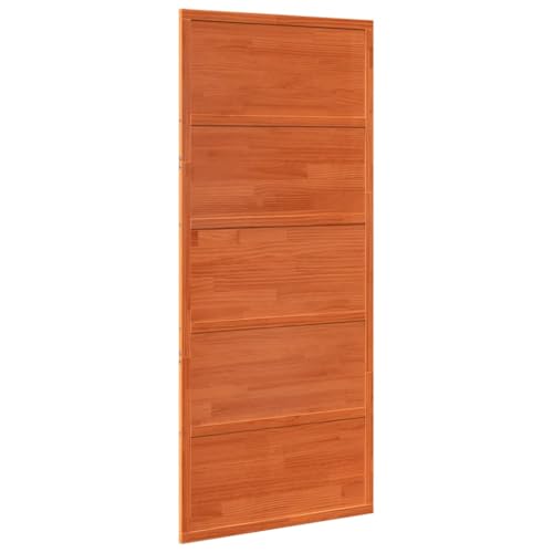 Kangqiling - Puerta del granero marrón 90 x 208 cm de madera maciza de pino, marrón, 850634