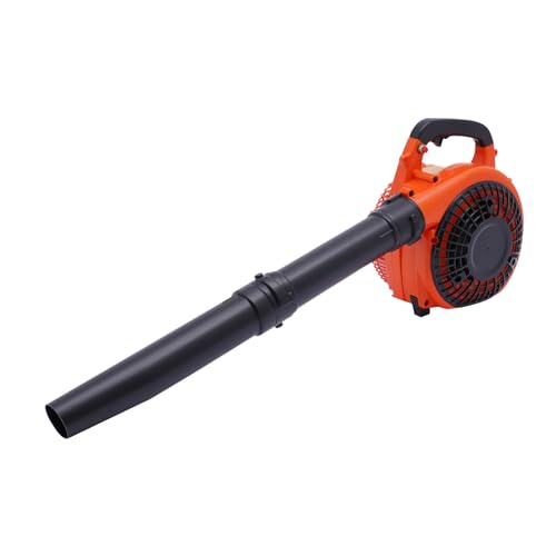 Soplador de hojas de gasolina de 2 tiempos, motor de 0,75 kW, 7500 rpm, soplador de hojas manual con fuerte flujo de aire, gran depósito y bajo nivel de ruido para jardín, patio, nieve y polvo
