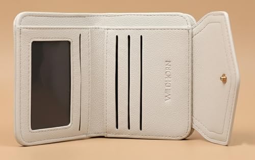 Image of WildHorn Women's Wallet | Premium Vegan Leather Ladies Purse with Zip Coin Pocket & Snap Button | Compact Wallet with Card Slots & ID Window (White)