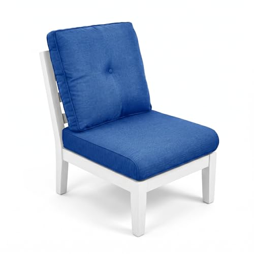 Image of Outdoor Chair Cushions-Patio Chair Cushions Set with Removable Cover 22 X 24 Inch Outdoor Cushions for Patio Furniture Chair Sofa Couch-Blue