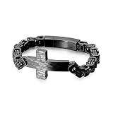 FYNSBLE Black Cross Bracelet for Men,Stainless Steel Christian Cross Bracelet...