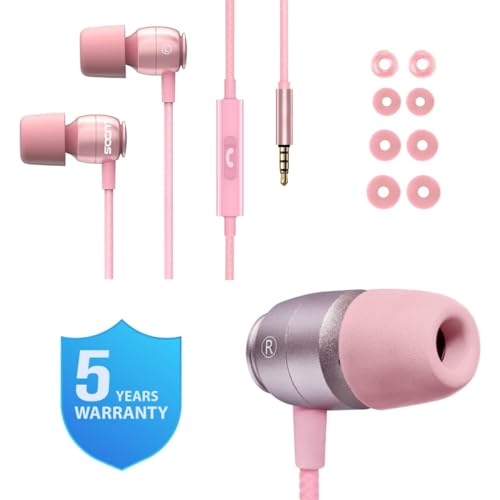 Image of LUDOS Clamor Wired Earbuds in Ear Headphones with Microphone, Earphones with Mic and Volume Control, Memory Foam, Reinforced Cable, Bass Compatible with iPhone, Apple, iPad, Computer, Laptop, PC
