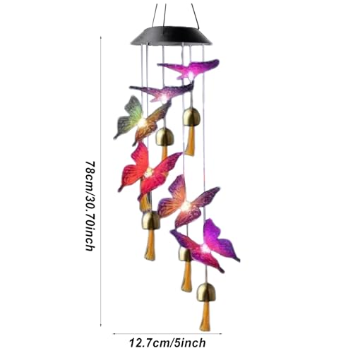 Carrilhão de vento solar externo, carrilhão de iluminado - Windchimes de decoração de jardim com mud