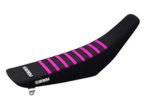 Enjoy Mfg Seat Cover - Compatible Fit for 2017-2020 Honda CRF450R / CRF 450R / CRF 450 - All Black/Pink Ribs #155