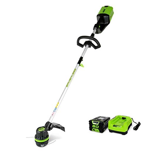 Greenworks 80V Brushless String Trimmer, ST80L210, 16 inch, 2.0Ah Battery & Rapid Charger Included