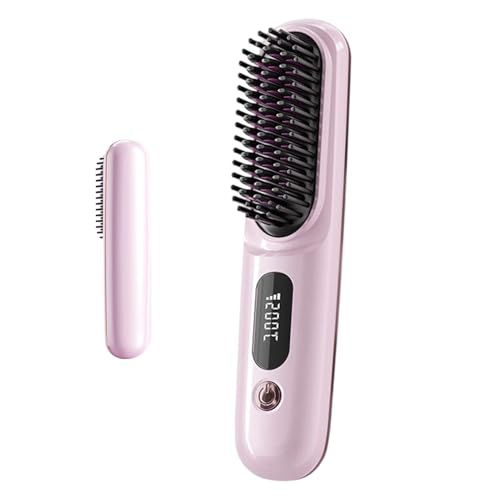 Brosse à lisser sans fil idée cadeau femme avec peigne chauffant ergonomique de massage