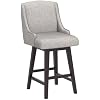 CHITA Counter Height Swivel Barstools, FSC Certified Upholstered Fabric Bar Stools Set of 2, 26 Seat Height, Pebble Grey