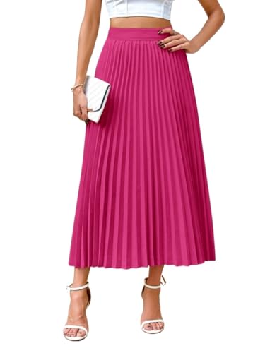 Solid Color High Waist Pleated Maxi Elegant Skirt Basic Women's Summer Casual Vinage Skirt