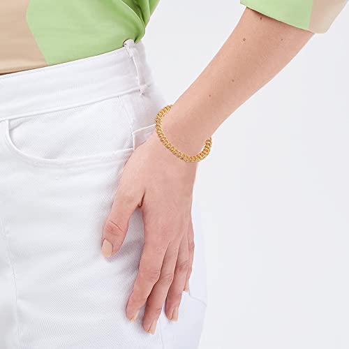 Lecalla Links 925 Sterling Silver Italian Rolo Curb Bracelet For Women 7.5 Inches #TOP1
