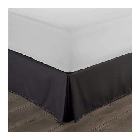 Bed Skirt Split Corner King Size Cotton Blend Fabric 1 Piece Bedskirt King Size 21 Inch Drop Length, Dark Grey Cover