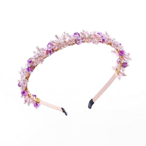IYOU Brillante Cristal Diadema Cristal Rosa Aro de pelo Abalorios Fiesta Cumpleaños Accesorios para el Pelo para Mujeres