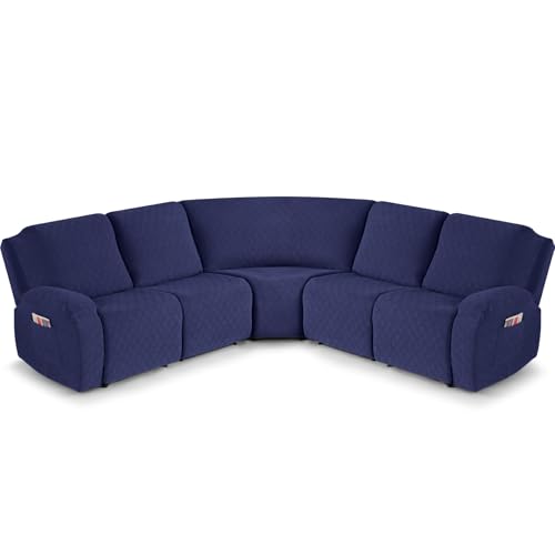 VANSOFY Large Reclining Sectional Couch Cover, Navy Blue