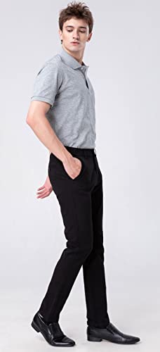 Plaid&Plain Men's Slim Fit Khaki Pants Men's Tapered Chino Pants 8801Black 32X28 #TOP4