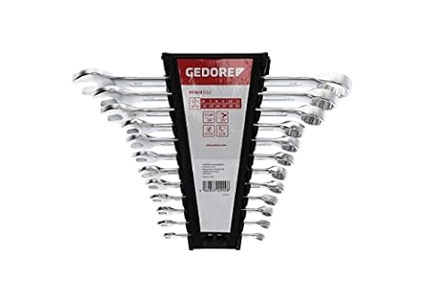 GEDORE red Zestaw kluczy płasko-oczkowych, 12-częściowy, SW 6-22, stal chromowo-wanadowa, srebrny