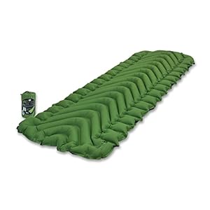 KLYMIT Static V Lightweight Inflatable Sleeping Pad | Comfortable, Lightweight, Easy to Inflate Portable Air Bed Mattress for Camping, Backpacking and Hiking — Green