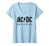 Womens AC/DC - Bold Black V-Neck T-Shirt