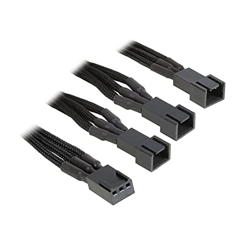 BITFENIX 60cm 3-Pin to 3x 3-Pin Adapter - Sleeved Black/Black Cover