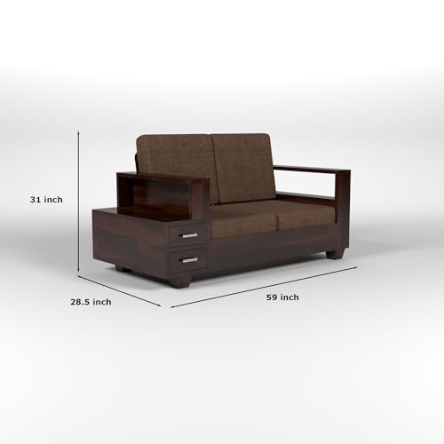 Image of Solid Sheesham Wood 5 Seater Sofa Set | Five Person Sofa Set with Storage | 3+2 Wooden Sofa Chair for Elegant Living Room Home Decor (Design 6)
