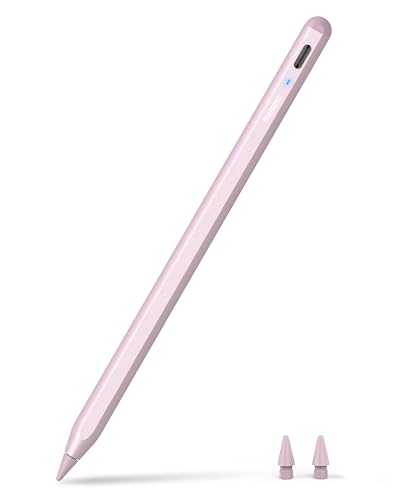 A8 Rosa Lápiz para iPad 2018-2025,Metapen Lapiz Tablet Tactil Compatible con iPad 11 A16/10/9/8/7/6,Pro 11'/12.9'/M4,Air 3/4/5/M2/M3,Mini 5/6,Rechazo de Palma,Recarga Rápida,Ideal para Notas,Dibujo