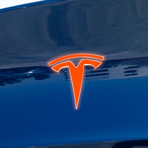 Image of IPG Compatible with Model Y Decal (8 Logo Set) Stickers Set Personalize Your Vehicle (Reflective Series - Orange)