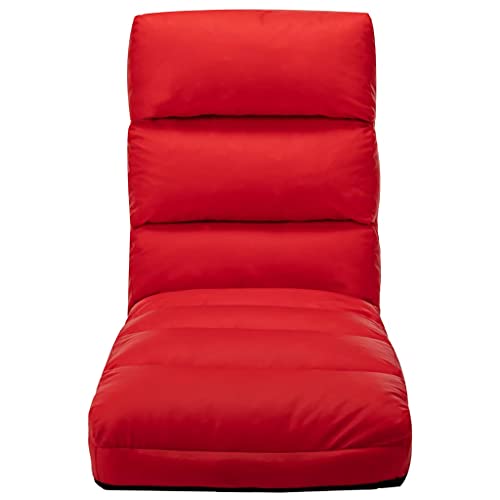 Genérico Tumbona de Suelo Plegable de Cuero sintético Rojo,Mobiliario,Sillas,Divanes,Rojo,10 kg,325250