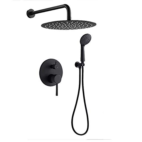 Système de douche thermostatique avec robinet en laiton et pomme noire