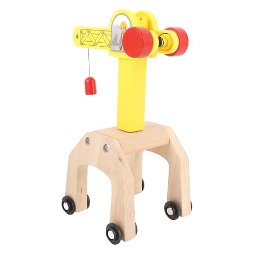 SUPYINI Juego de grúa de madera, accesorios de juguete para rieles, fácil de montar