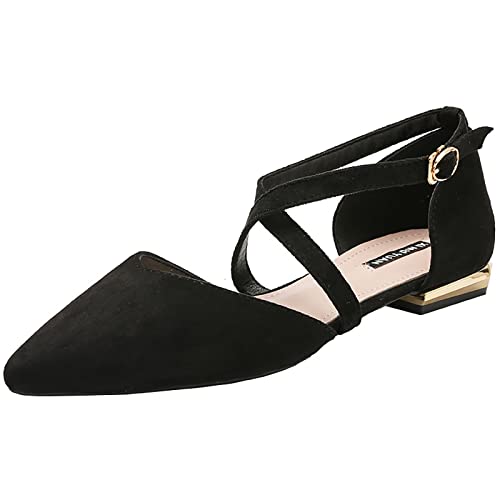 Sandales femme talon moyen bout pointu daim noir chaussure rétro taille 40