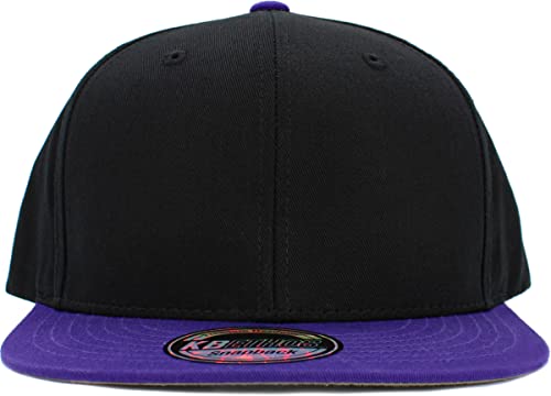 Image of KBETHOS Classic Snapback Hat Blank Cap Underbrim Cotton Wool Blend Flat Visor Adjustable Unisex