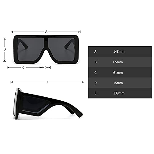 Oversize Square Shield Sunglasses for Men and Women, Vintage Flat Top One-piece Mirror Big Frame Mask Full Frame Goggle4