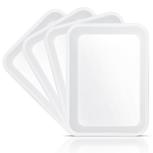 VINATO Bandejas para Servir Comida 4 Unidades - Bandeja Plastico Rectangular 36.5×26.3×5cm, Bandejas para Buffet, Hogar/Oficina, Sin BPA, Apilables, Blanco