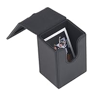 Foto-Aufbewahrungsbox, Bildhalter-Aufbewahrungsbox für 3-Zoll-Fotos, 50 Blatt PU-Leder-Sofortbildkamera, Fotorahmen und Halter (Black)
