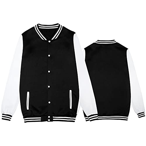 Womans Baseball Jacket Varsity Fleece Jacket Button Down Shirts Tops Long Sleeve Sweatshirt Party Casual Blouses (A,S,Small) #TOP6