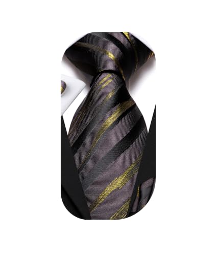 Image of Hi-Tie Men's Tie Sets Silk Paisley Striped Necktie Pocket Square Cuff-links Sets Wedding Business Holiday